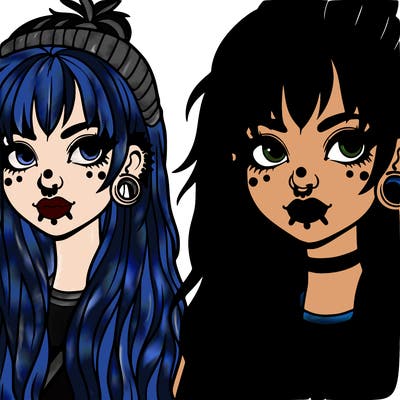 alternative girl with long hair and piercings