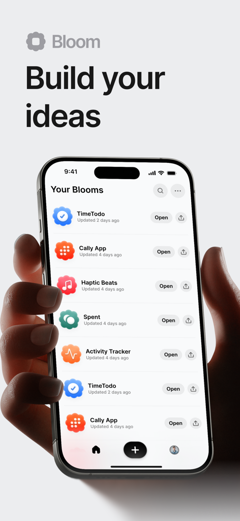 Lista de aplicativos móveis personalizados criados com o construtor de aplicativos Bloom AI
