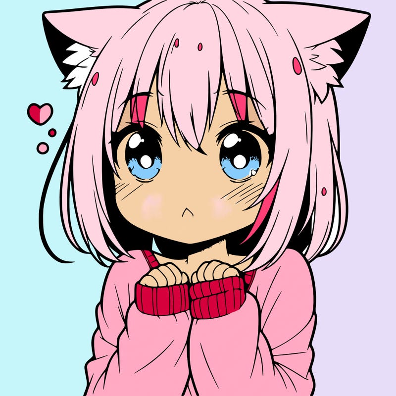 shy anime catgirl