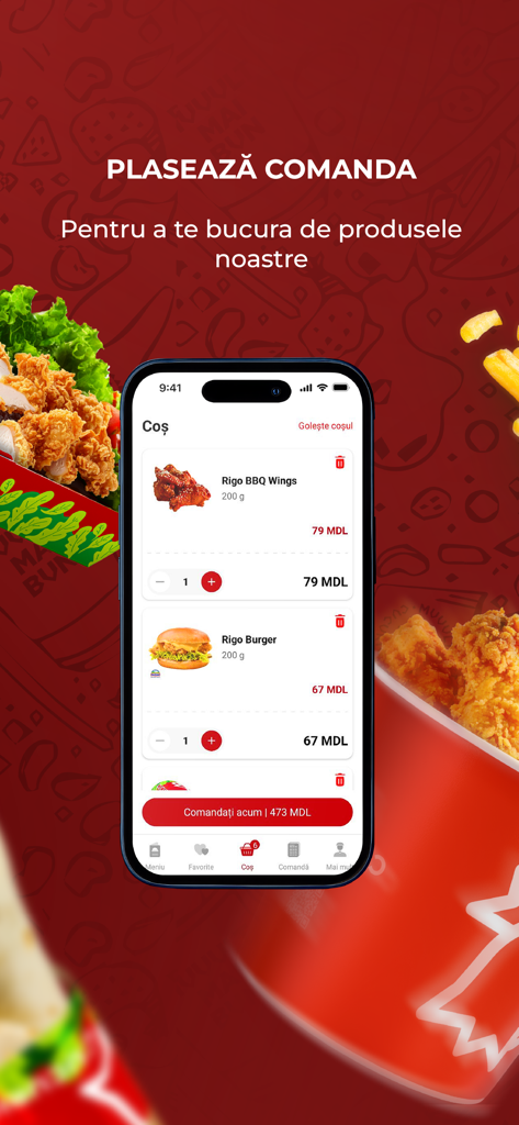 CUCURIGO - CUCURIGO mobile app interface showing food items in the shopping cart ready for checkout