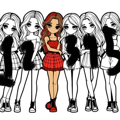 a group of girls realistic