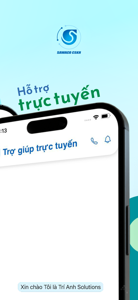 Interfaz de la aplicación móvil SAWACO CSKH para soporte en línea y chat de atención al cliente