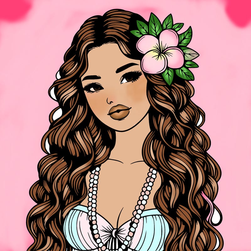 realistic beautiful hawaiian woman,long dress,haku lei, lips