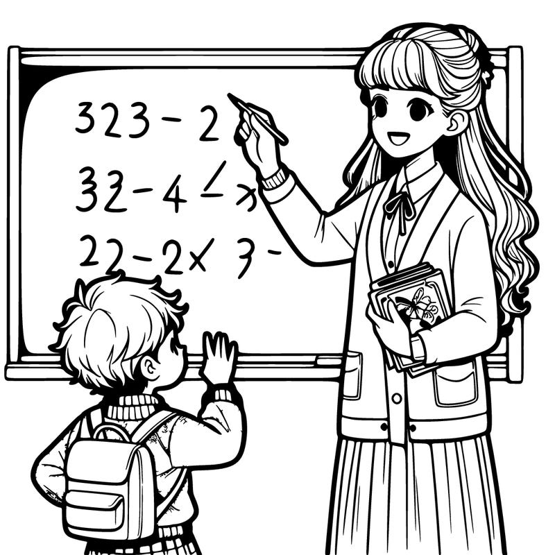 a girl realistic teacher teaching a child