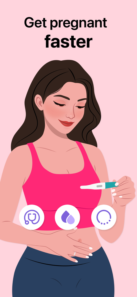 Illustration d'une femme tenant un test de grossesse avec le texte Obtenez une grossesse plus rapidement