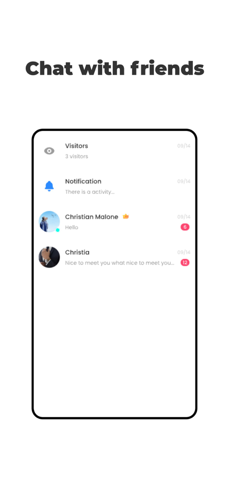 Chato-Live - Chato-Live app interface showing a list of chat messages and user notifications