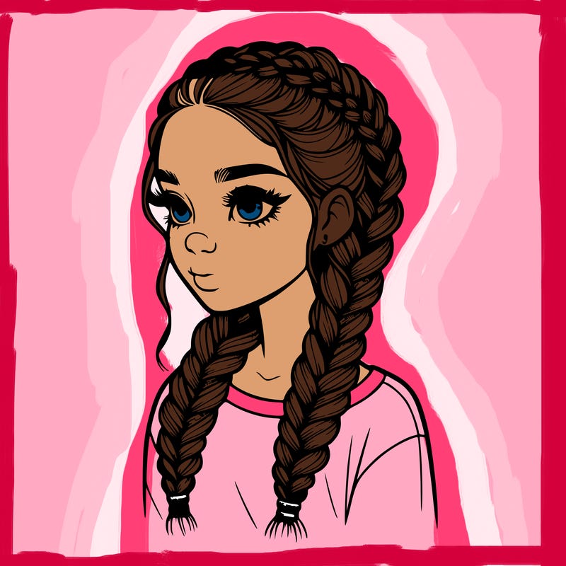 realistic girl with braids