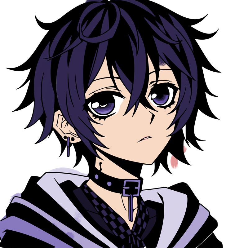anime style goth boy