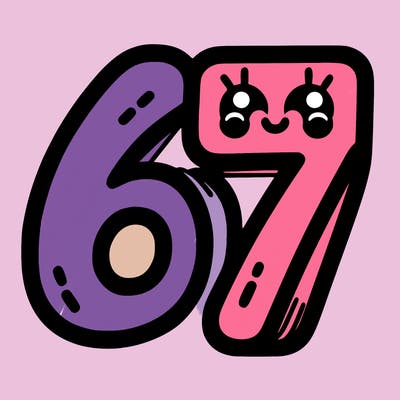 the numbers 67
