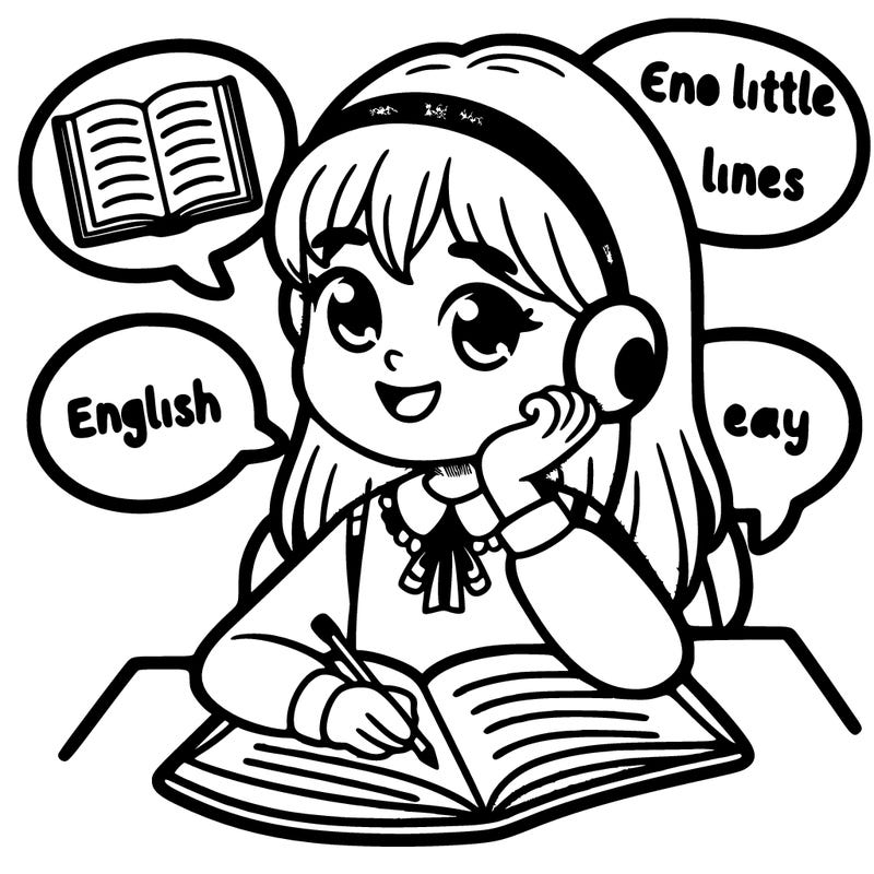 a girl studying english