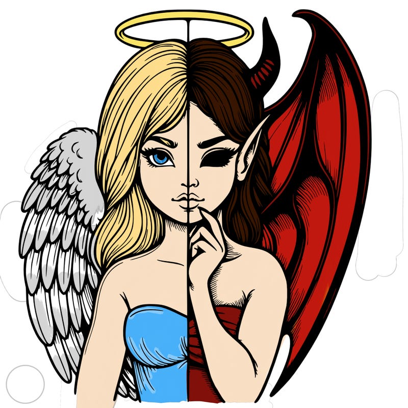 realistic angel half demon