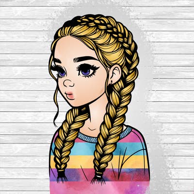 realistic girl with braids