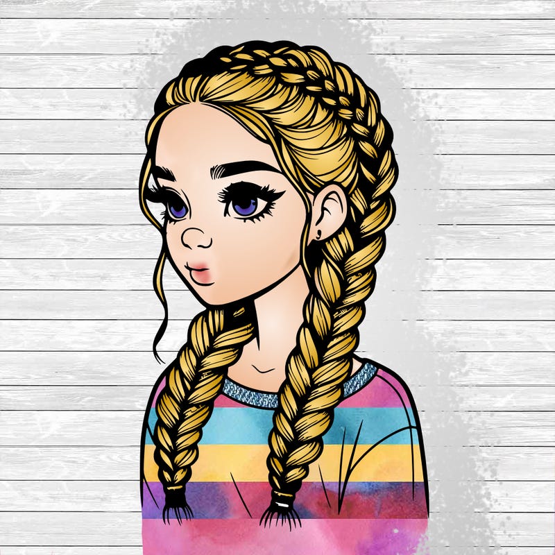 realistic girl with braids