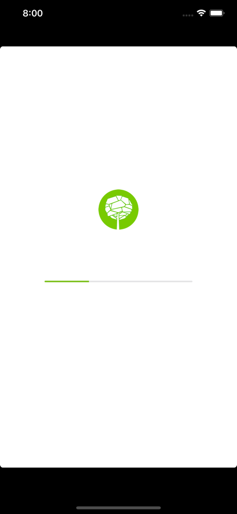 Librería Jardín - Libreria Jardin app splash screen with green tree logo and loading bar