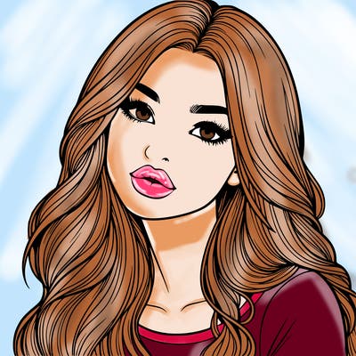 realistic girl with hair on her hair and lips