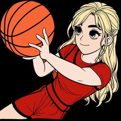 realistic girl playing basketball