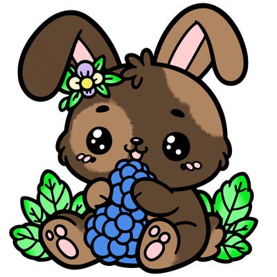 cute bunny eating raspberries