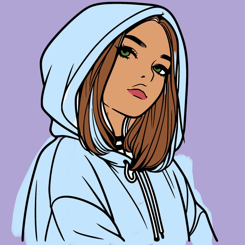 a realistic girl in a hoodie