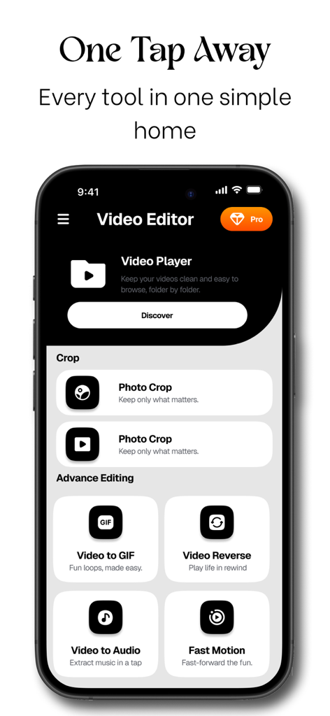 Kapwing ~ Video Editor - Kapwing Video Editor home screen showing various tools like video to GIF and video reverse in a sleek minimalist interface