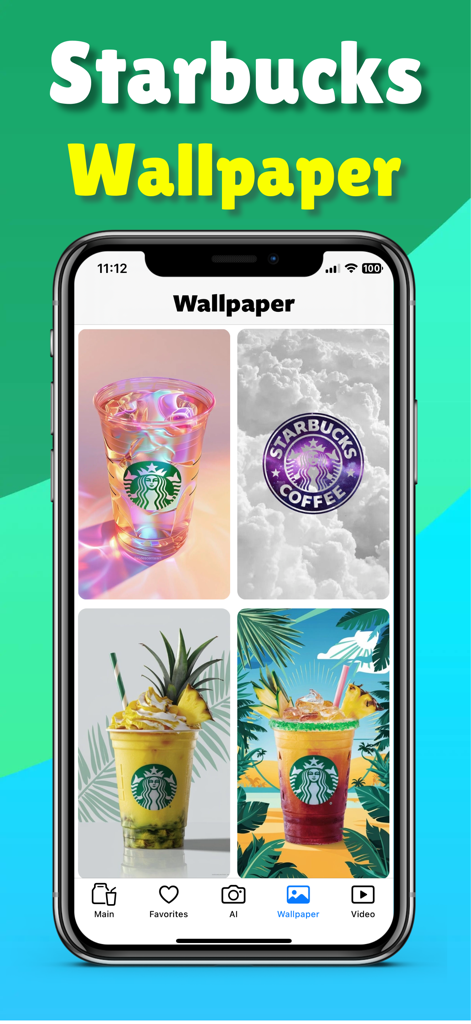 Mobile app screen displaying aesthetic Starbucks themed phone wallpapers