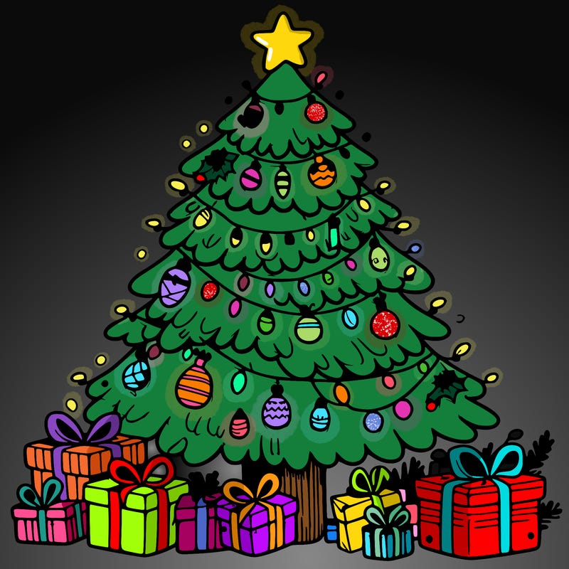 christmas tree with presents under it