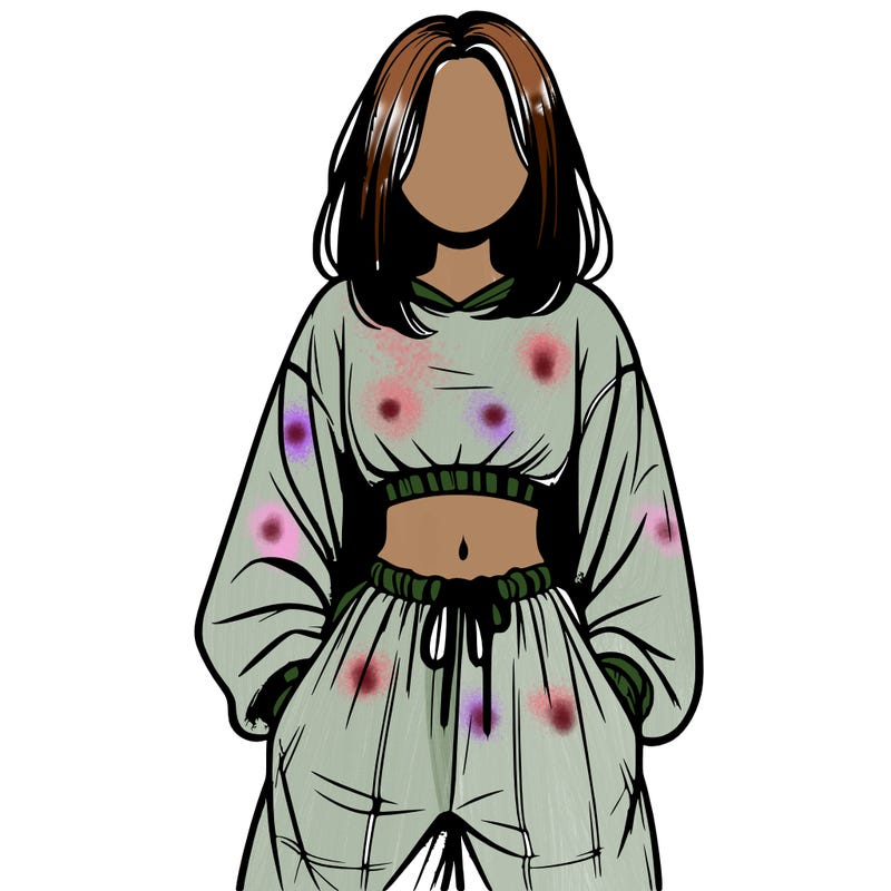 realistic girl faceless with baggy pants and a crop top