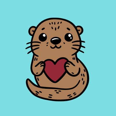 otter with a heart