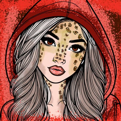 realistic beautiful girl with a hood on