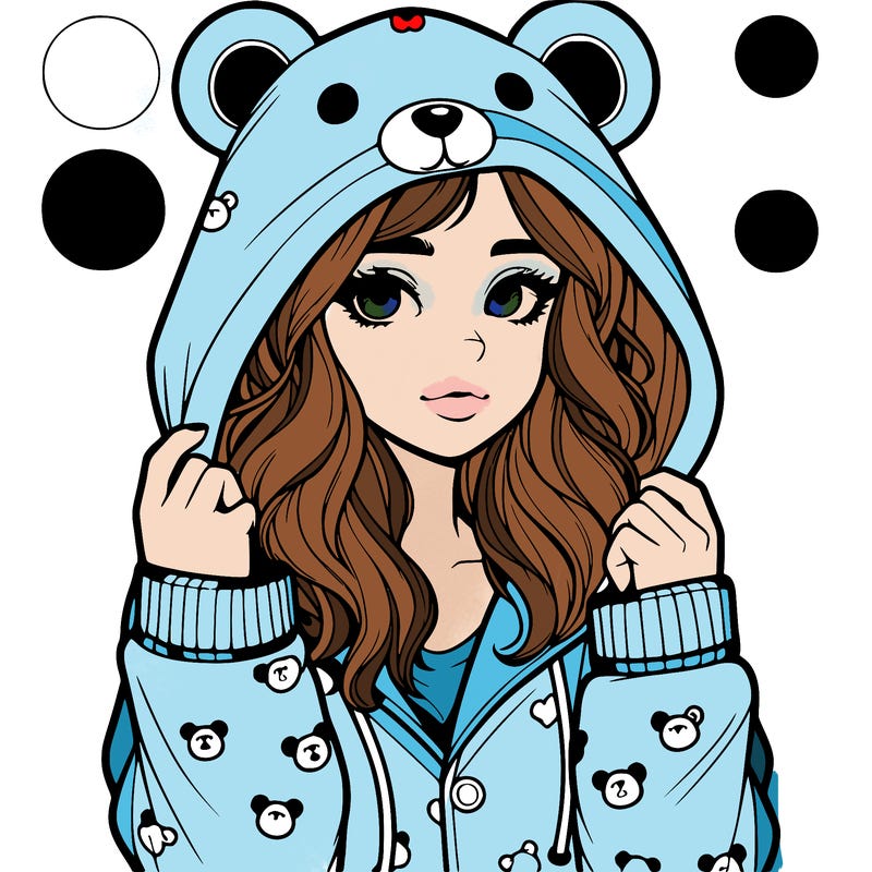 realistic girl in a animal pjs hoodie