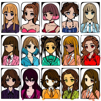 girls that look diffrent anime