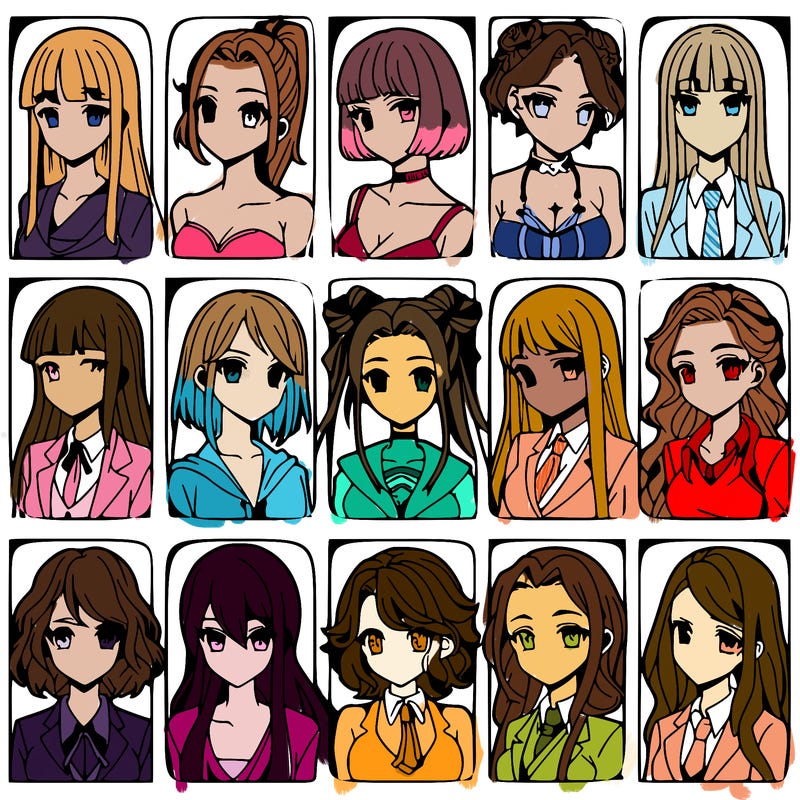 girls that look diffrent anime