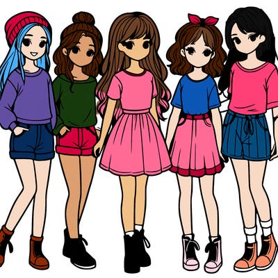 a group of five girls