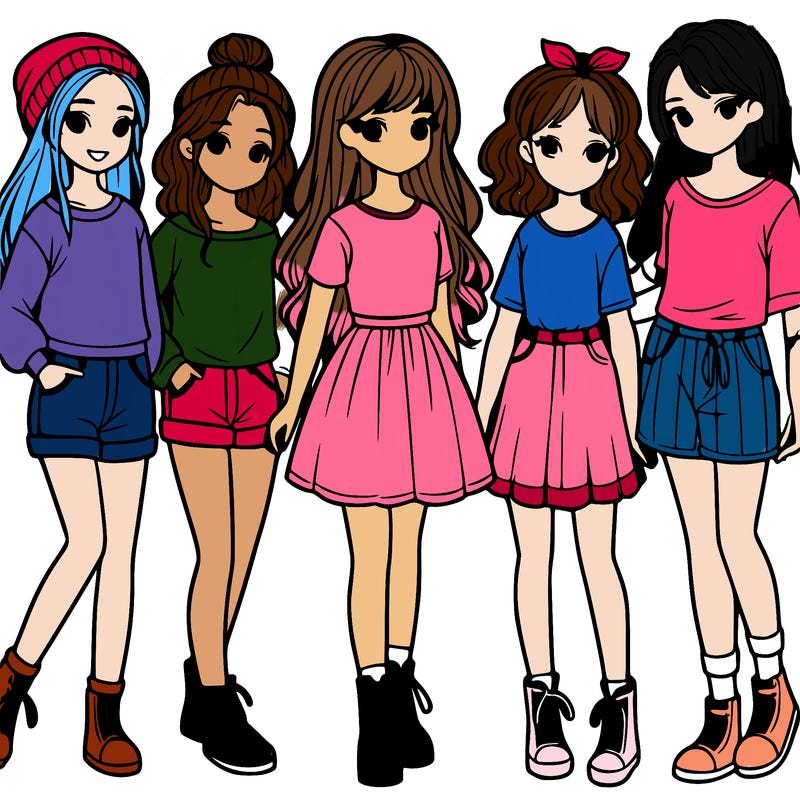 a group of five girls