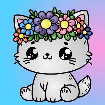 cute cat with a flower crown