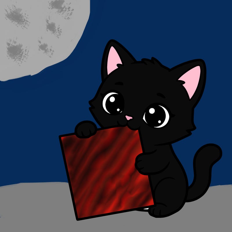 a small cat with a blank sheet of paper in its hand. the cat is sooooooo cute!