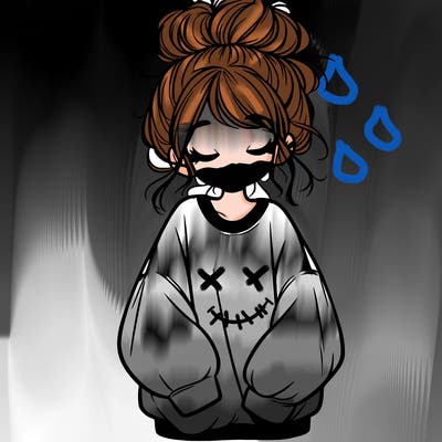 girl with baggy sweatshirt and messy bun