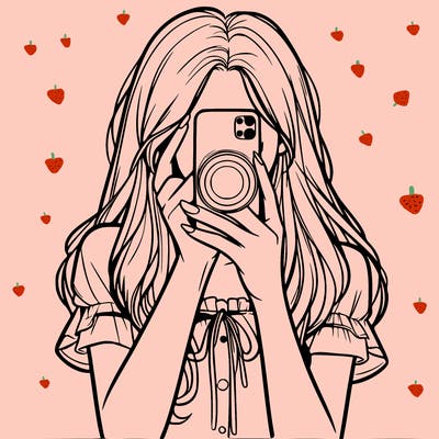 a realistic girl holding her phone taking pictures