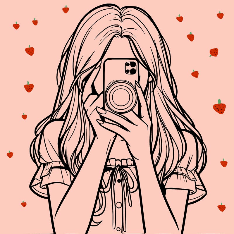 a realistic girl holding her phone taking pictures