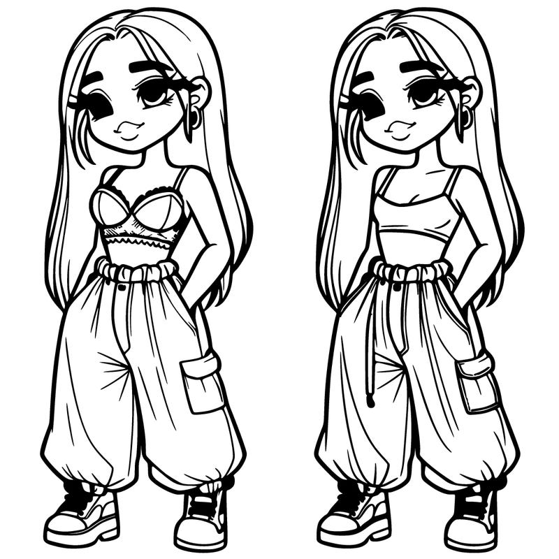 girl in crop top and baggy pantd