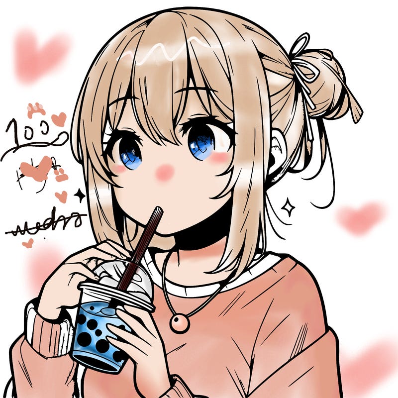 manga character drinking boba