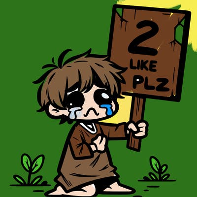 small poor toddler crying with sign that says 2 like plz