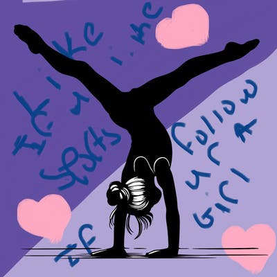 realistic gymnastic hand stand girl in four splits