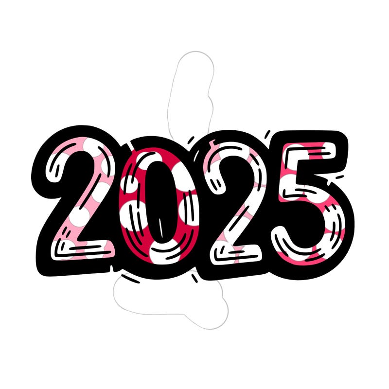 one line scrawled numbers sketch design “2025”