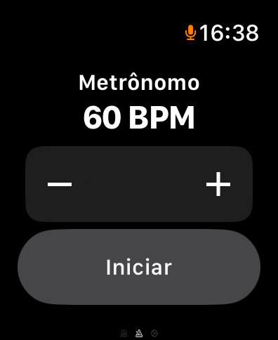 TunerWatch - Metronome interface of the TunerWatch app on Apple Watch showing 60 BPM and a start button.