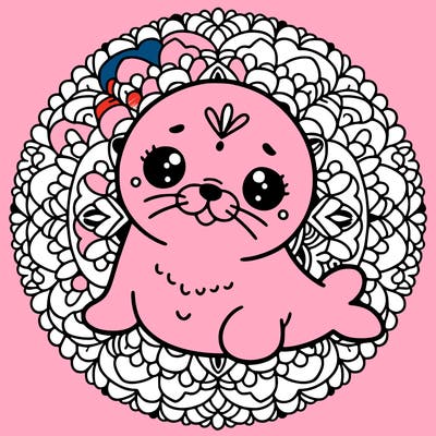 a cute baby seal mandala
