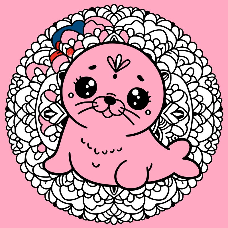 a cute baby seal mandala