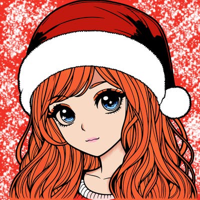 realistic girl with santa hat on