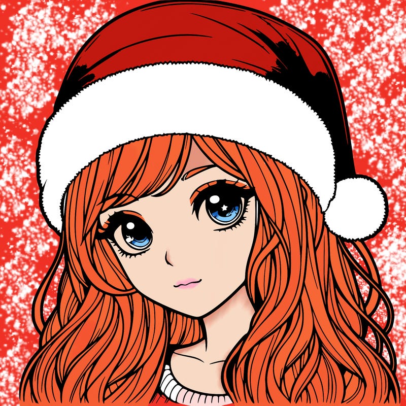 realistic girl with santa hat on