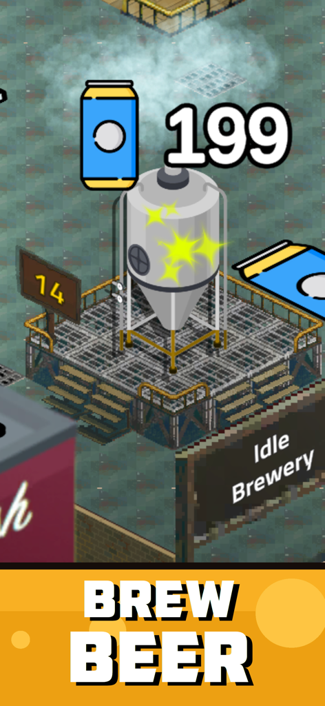 Idle Brewery: Beer Tycoon - A brewing tank producing craft beer in the Idle Brewery tycoon game