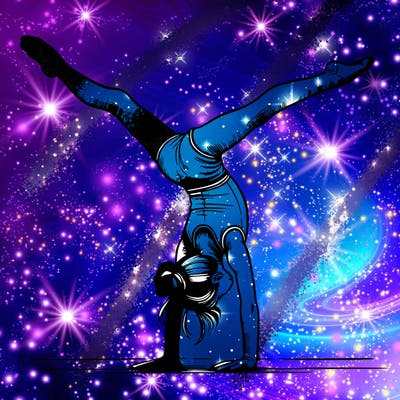 realistic gymnastic hand stand girl in four splits